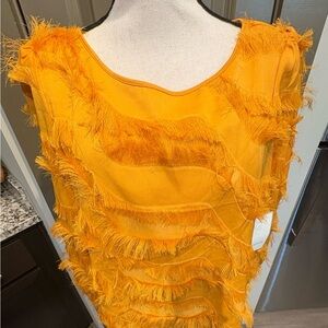 💙Vibrant Mustard Orange Fringed Women's Top